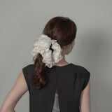 Black and White Frills Scrunchie