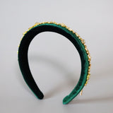 Green Velour Studs Slender Headband
