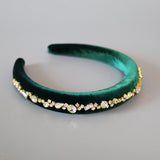 Green Velour Studs Slender Headband