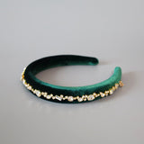Green Velour Studs Slender Headband