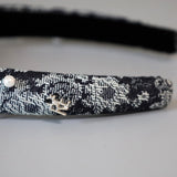 Slender Headband Flower Denim Pearl