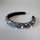 Slender Headband Snake Denim Pearl