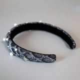 Slender Headband Snake Denim Pearl