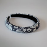Slender Headband Flower Denim Blue Heart