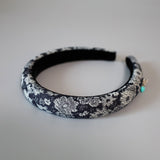 Slender Headband Flower Denim Blue Heart