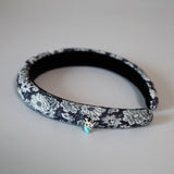Slender Headband Flower Denim Blue Heart