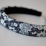 Slender Headband Flower Denim Blue Heart