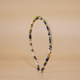 Narrow Headband Navy White Gold