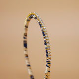 Narrow Headband Navy White Gold