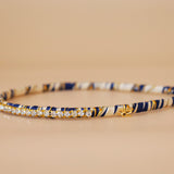 Narrow Headband Navy White Gold