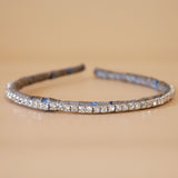 Narrow Headband Gray Silver Studs