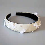 Thin Headband White Dot Ribbon