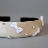 Thin Headband White Dot Ribbon