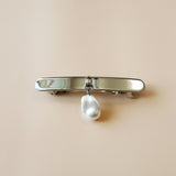 Silver Pearl Barrette