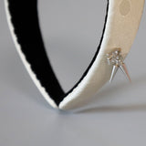 Thin Headband White Dot Silver Studs