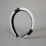 Slender Headband White Black Dot