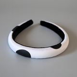 Slender Headband White Black Dot