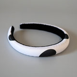Slender Headband White Black Dot