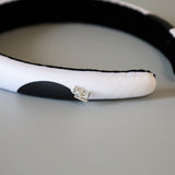 Slender Headband White Black Dot