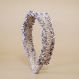Frills Pink Gray Tweed Headband No Studs