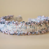 Frills Pink Gray Tweed Headband No Studs