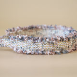 Frills Pink Gray Tweed Headband No Studs
