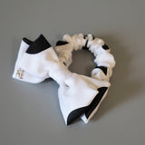 Ribbon Scrunchie White Dot