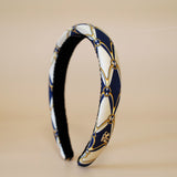 Slender Headband White Navy