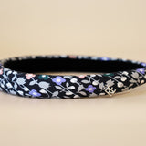Slender Headband Black Flower