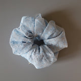White Blue Ribbon Scrunchie