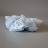 White Blue Ribbon Scrunchie