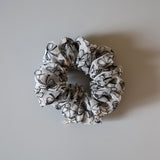 White Black Ribbon Mini Scrunchie