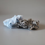 White Blue Ribbon Mini Scrunchie