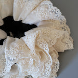 Black and White Frills Scrunchie