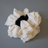 Black and White Frills Scrunchie