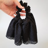 Big Frills Lace Scrunchie Black