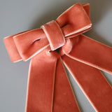 Velvet Big Ribbon Pink Barrette