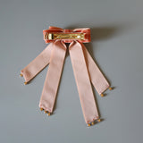 Velvet Big Ribbon Pink Barrette