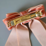 Velvet Big Ribbon Pink Barrette