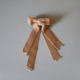 Velvet Big Ribbon Beige Barrette