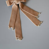 Velvet Big Ribbon Beige Barrette