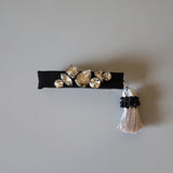 Silk Black Barrette Smokey Silver