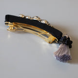 Silk Black Barrette Smokey Silver