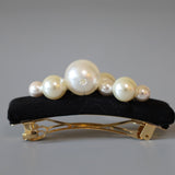 Silk Black Barrette Pearl