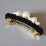 Silk Black Barrette Pearl