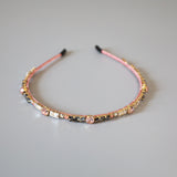 Grey Pink Studs Headband