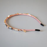 Grey Pink Studs Headband