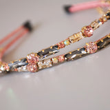 Grey Pink Studs Headband