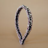 Narrow Headband Pink Red Denim Studs