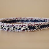 Narrow Headband Pink Red Denim Studs